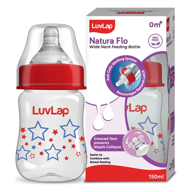 LuvLap Natura Flo Glass Feeding Bottle - Stars