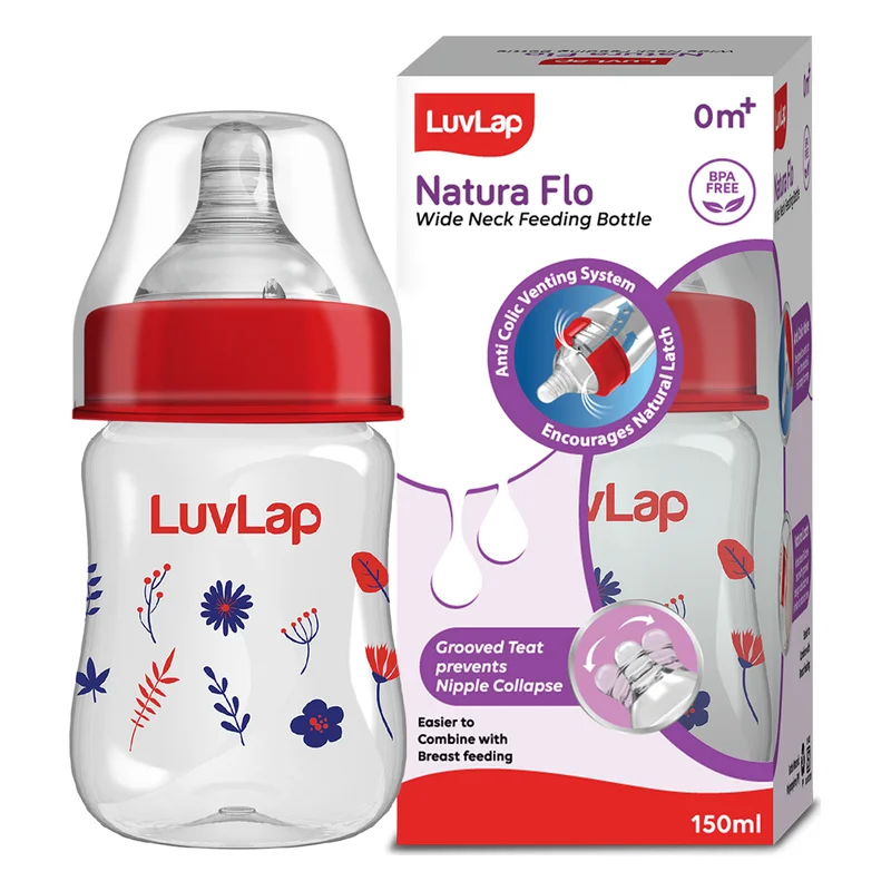 LuvLap Natura Flo Wide Neck Feeding Bottle - Floral