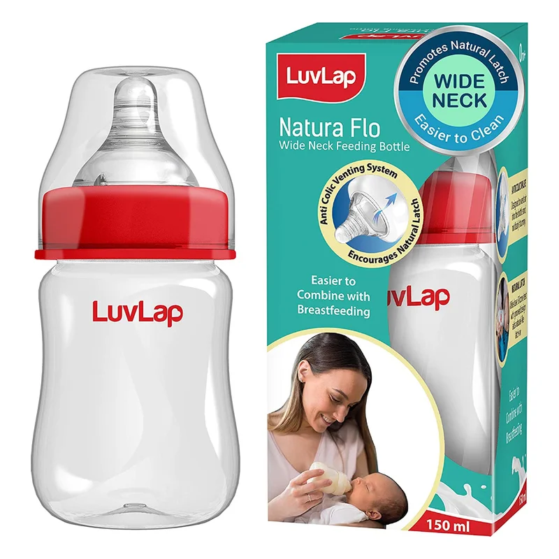 LuvLap Natura Flo Wide Neck Feeding Bottle - Plain
