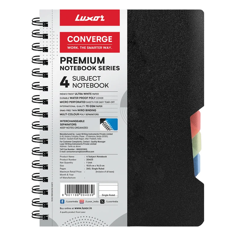 Luxor Converge Premium 4 Subject Notebook A6 - 240 Pages
