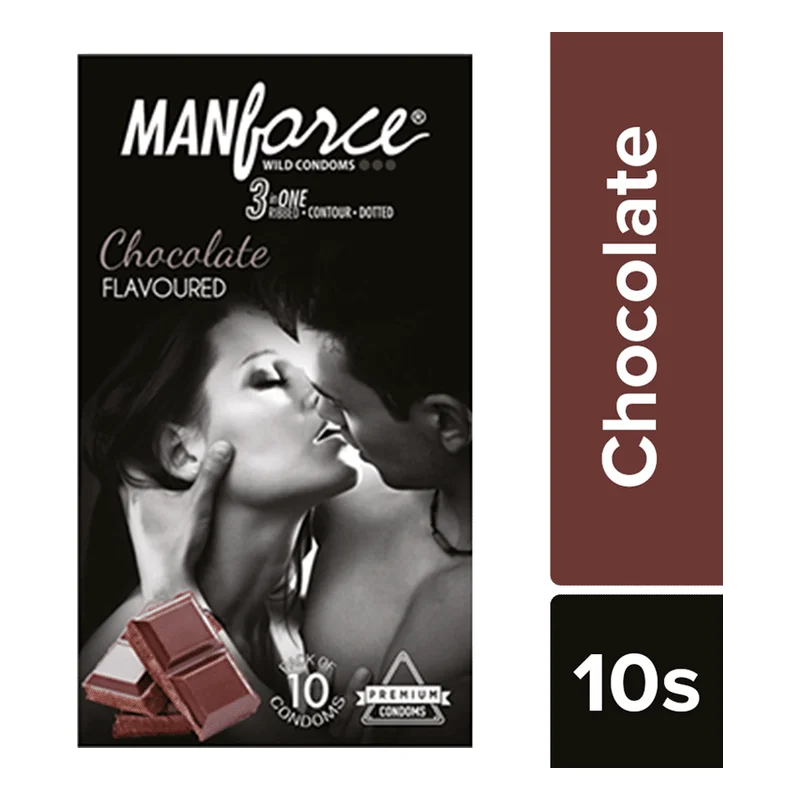 Manforce 3 In 1 Ribbed, Contour & Dotted Condoms - Chocolate