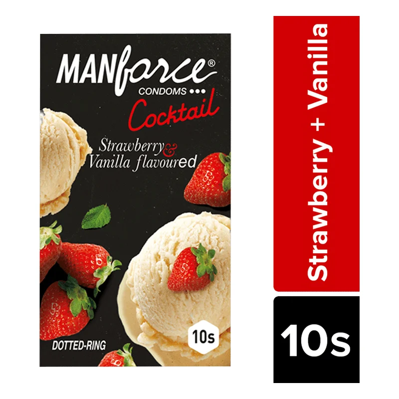 Manforce Cocktail Dotted-Rings Condoms - Strawberry & Vanilla