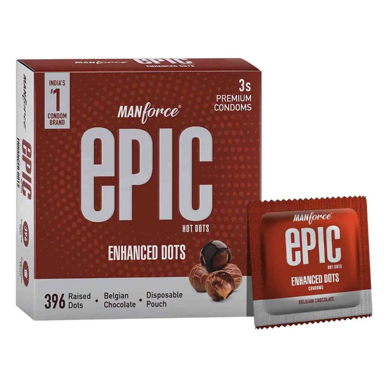 Manforce Epic Hot Dots Condoms - Belgian Chocolate