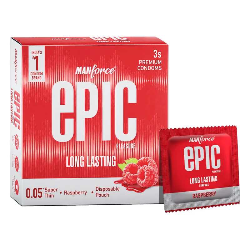 Manforce Epic Pleasure Long Lasting Condoms - Raspberry