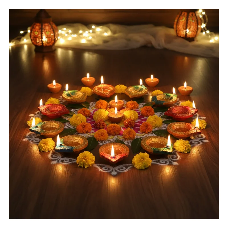 Mangal Bhavan Designer Decorative Diya - Assorted Colours