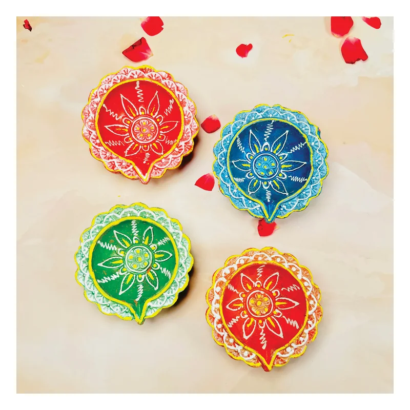 Mangal Bhavan Designer Diya - Assorted Colours