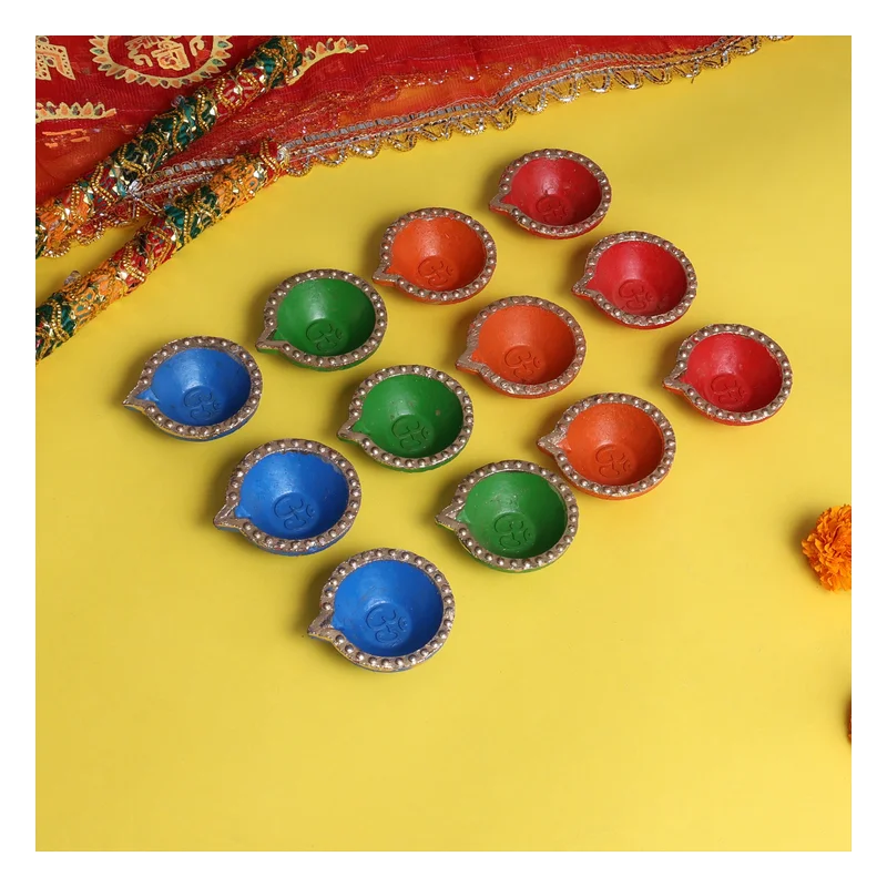 Mangal Bhavan Eco-Friendly Om Designer Clay Diyas