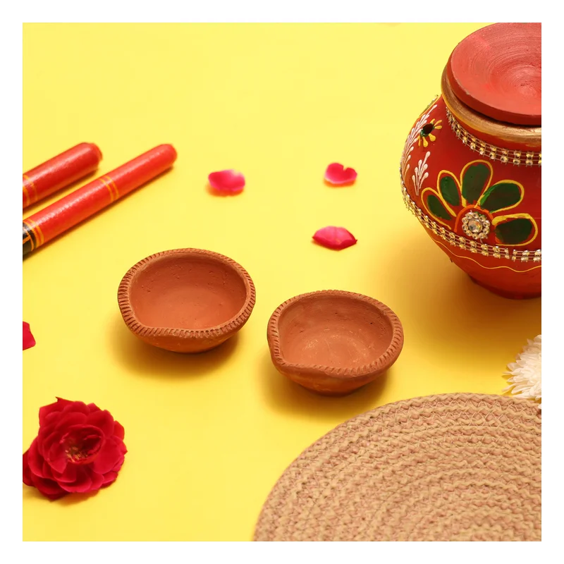Mangal Bhavan Large Traditional Clay Diyas