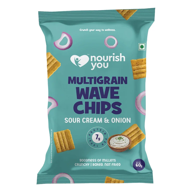 Nourish You Sour Cream & Onion Multigrain Wave Chips