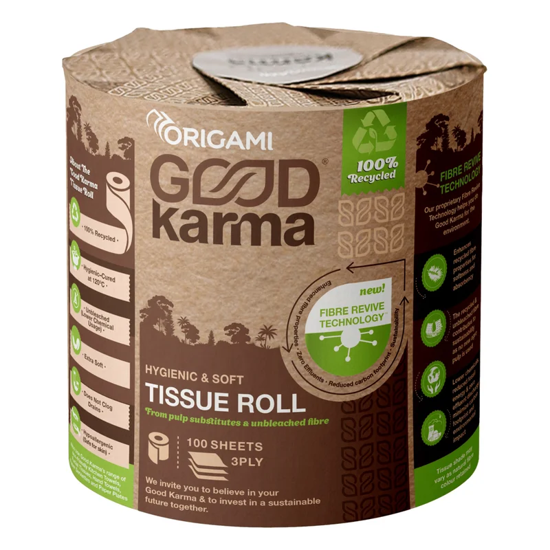 Origami Good Karma Toilet Tissue Roll, 100 Pulls