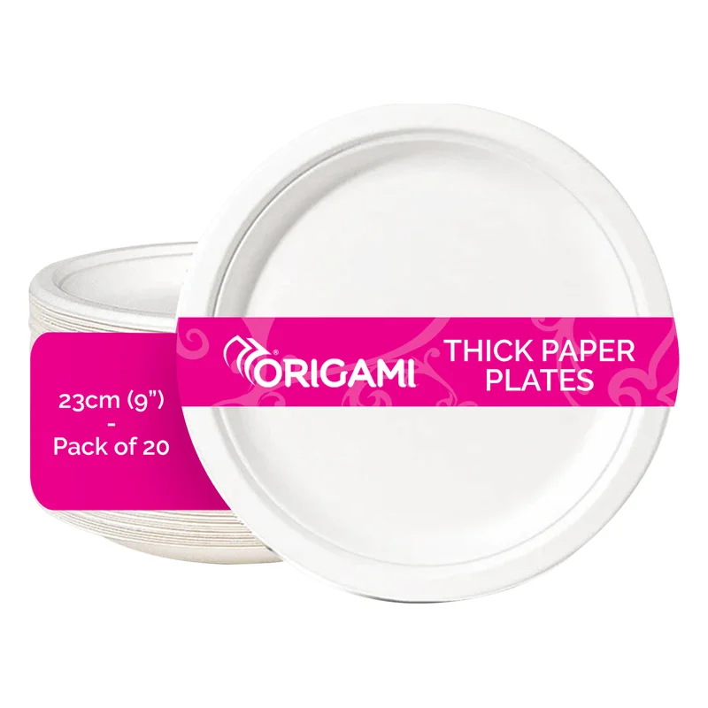 Origami Thick Paper Plates - 23 cm