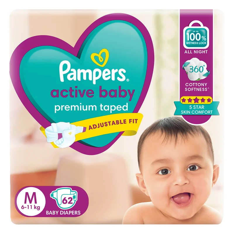 Pampers Active Baby Taped Diapers - Medium