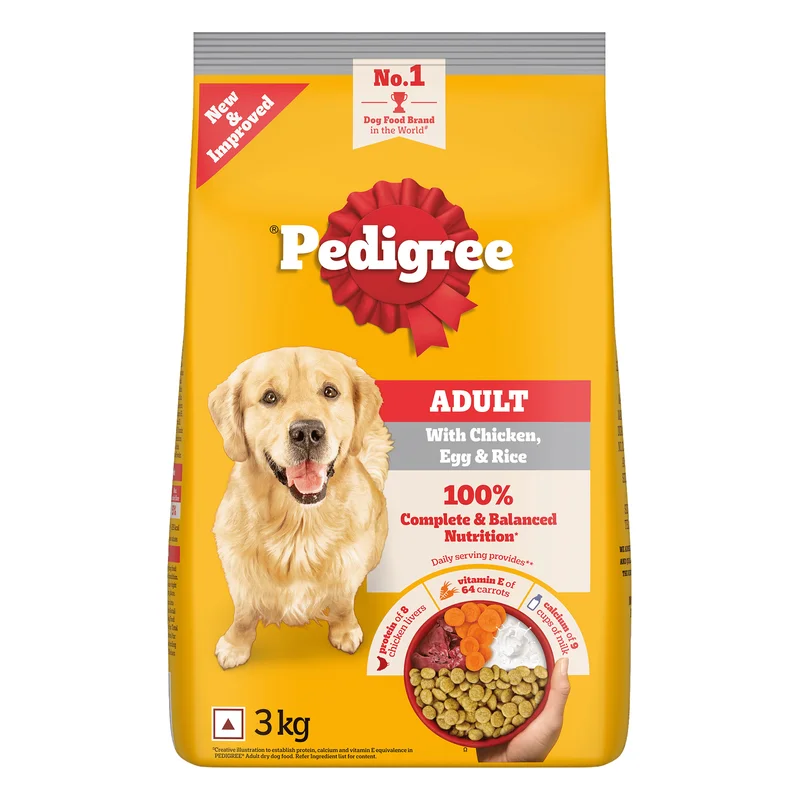 Pedigree Adult Dry Dog Food - Chicken, Egg & Rice