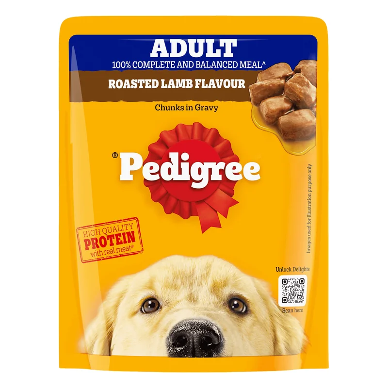 Pedigree Adult Wet Dog Food - Roasted Lamb Chunks in Gravy