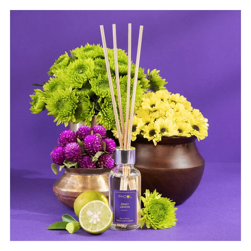 Phool Zingy Lemon Reed Diffuser Set
