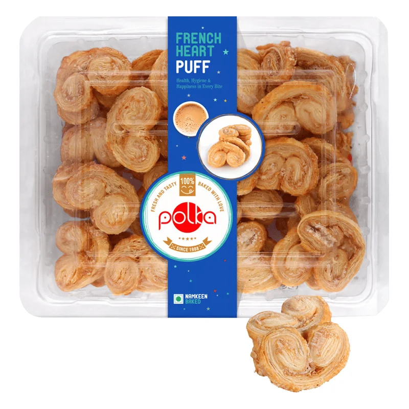 Polka French Heart Puff Cookies