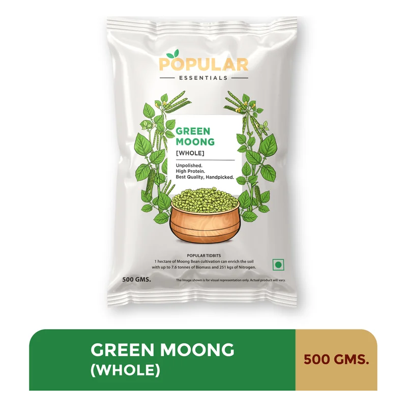 Popular Essentials Green Moong - Whole