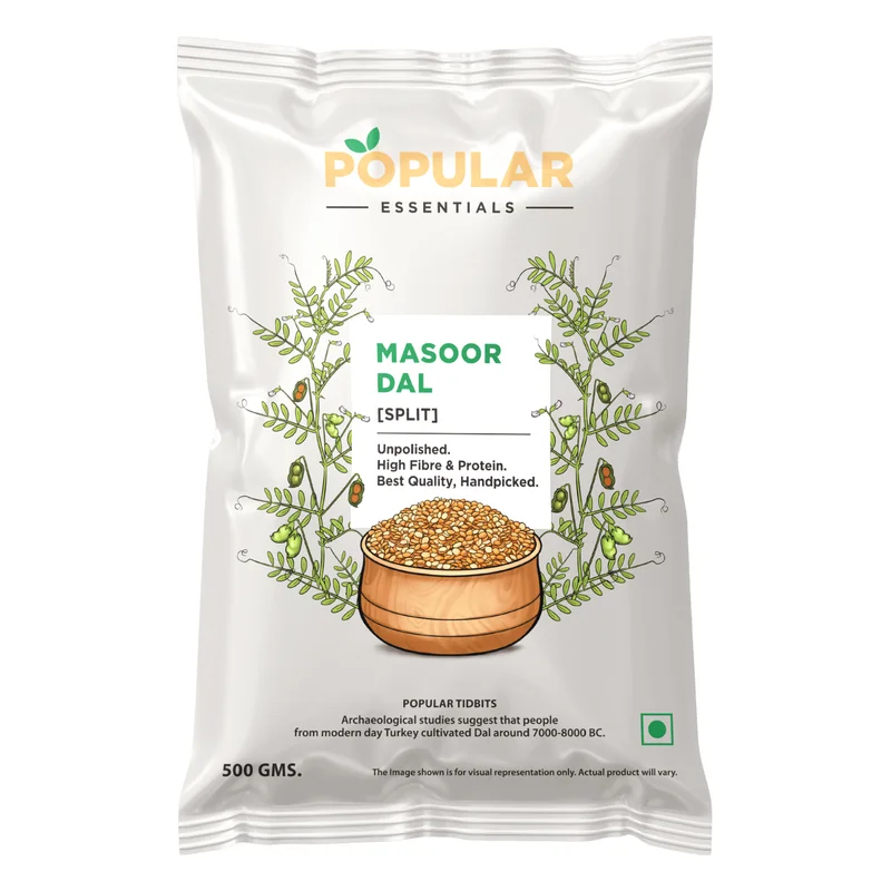 Popular Essentials Masoor Dal Split - Unpolished