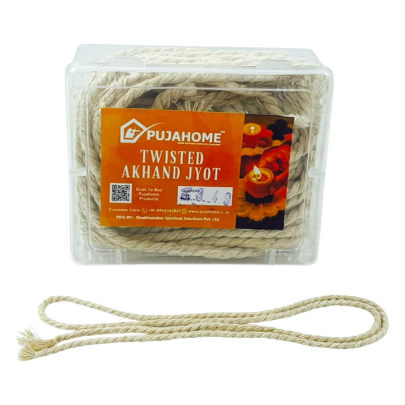Pujahome Twisted Akhand Jyot Batti - White