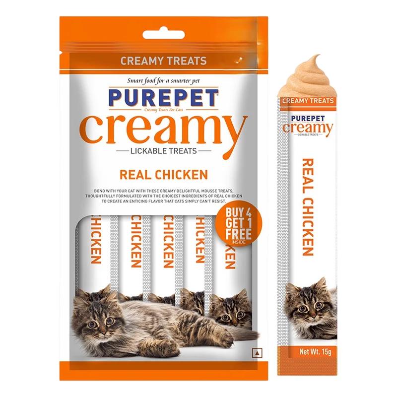 Purepet Creamy Real Chicken Lickable Cat Treats