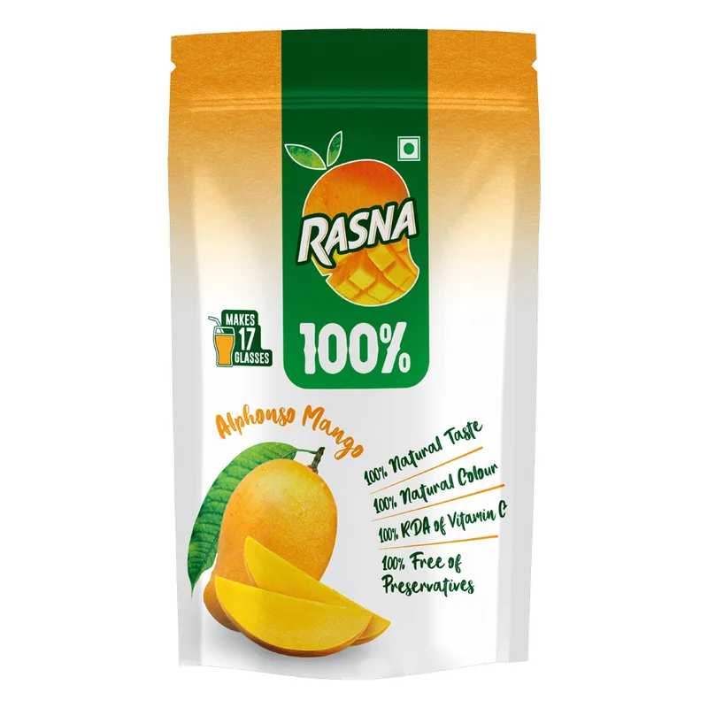 Rasna 100% Pulpy Drink Mix - Alphonso Mango