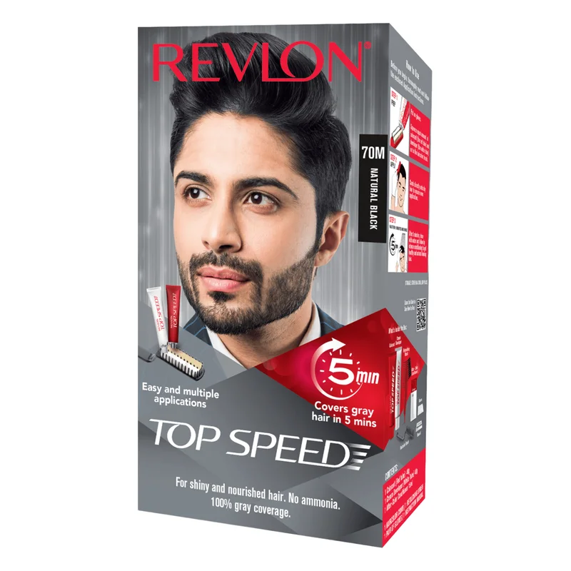 Revlon Top Speed Hair Colour for Men - Natural Black 70M