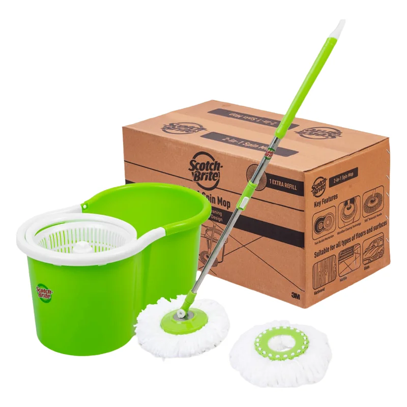 Scotch-Brite 2-in-1 Bucket Spin Mop with Extra Refill