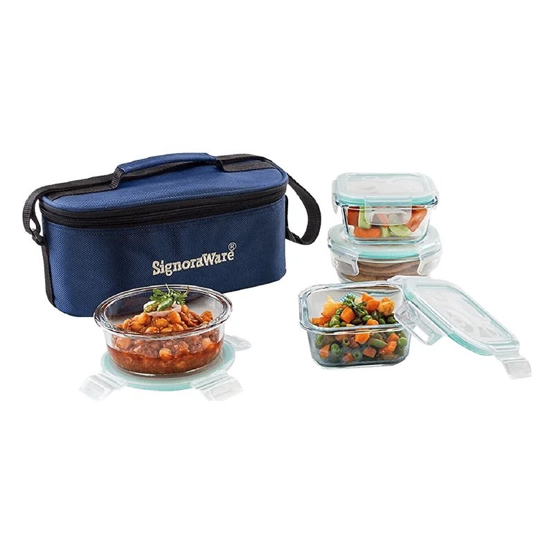 Signoraware Double Decker Borosilicate Glass Lunch Box
