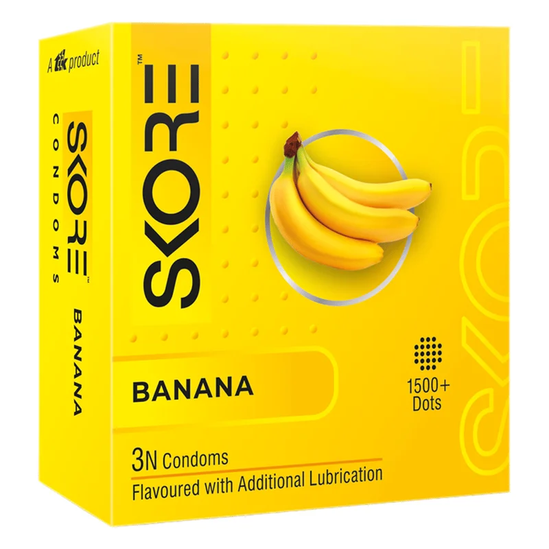 Skore Banana Flavoured Dotted Condoms