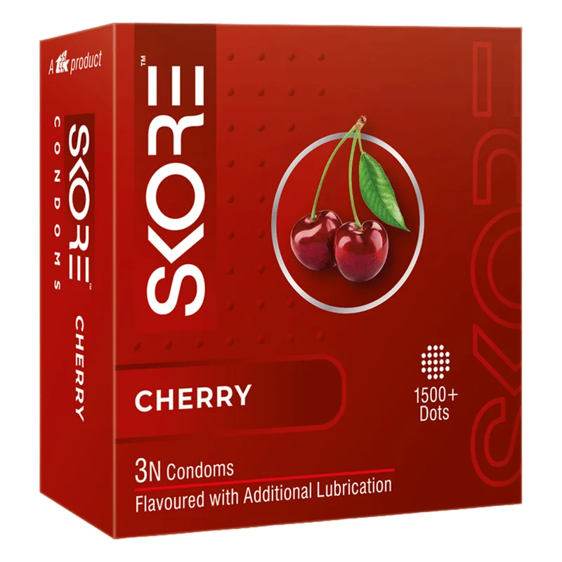 Skore Cherry Flavoured Dotted Condoms