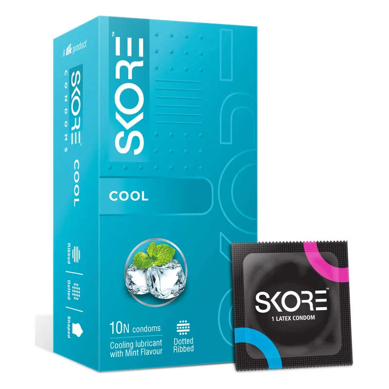Skore Cool Mint Flavoured Raised Dots Condoms