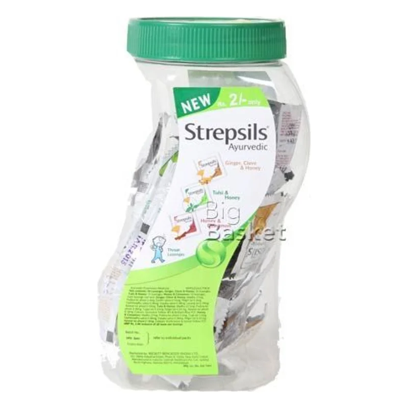 Strepsils Ayurvedic Ginger, Tulsi, Honey & Cinnamon Lozenges