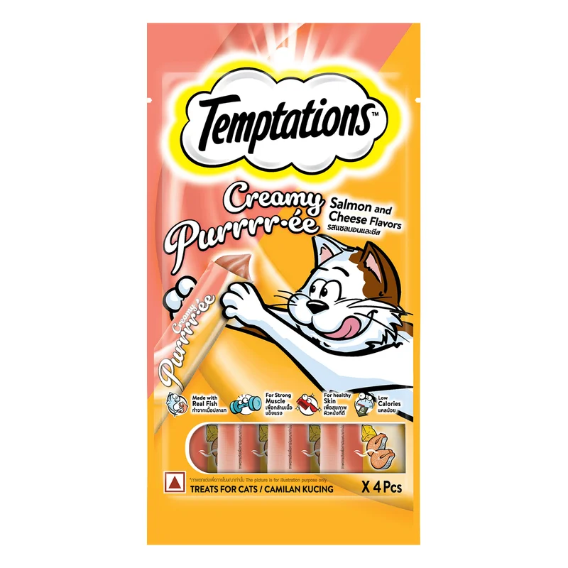 Temptations Creamy Purr-ee Lickable Cat Treats - Salmon & Cheese