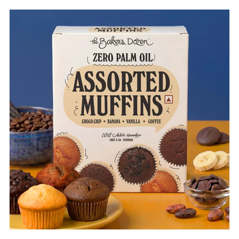 The Baker's Dozen Assorted Muffins - Choco Chip, Banana, Vanilla & Coffee