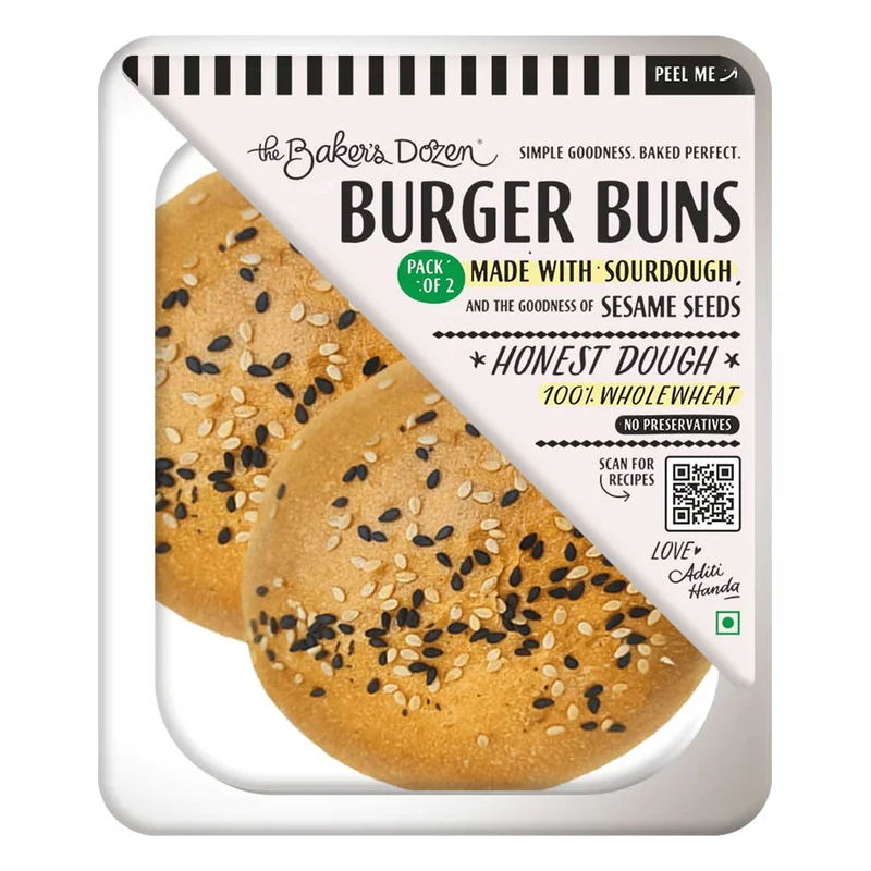 The Baker's Dozen Burger Buns - Whole Wheat with Sesame