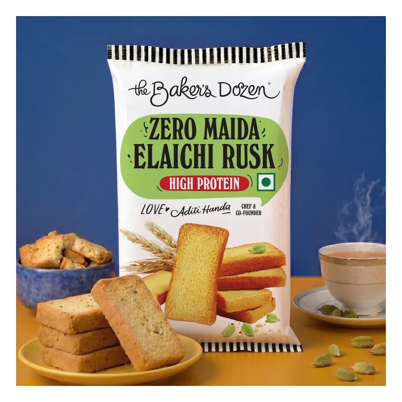 The Baker's Dozen Elaichi Rusk - High Protein