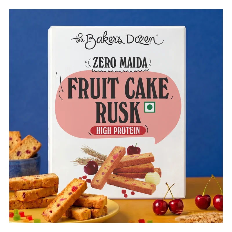 The Baker's Dozen Fruit Cake Rusk - High Protein