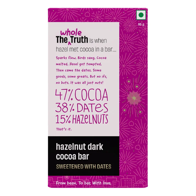 The Whole Truth Hazelnut Dark Cocoa Bar - Sweetened With Dates
