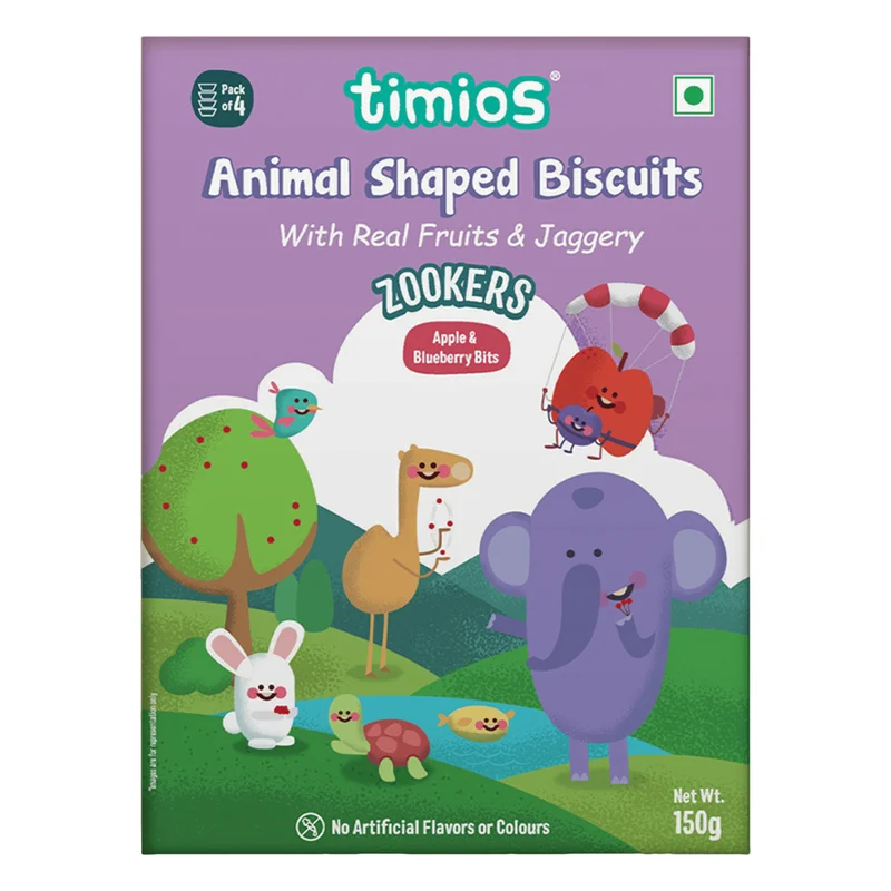 Timios Zookers Animal Biscuits - Apple & Blueberry