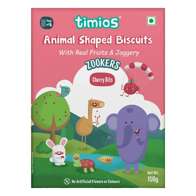 Timios Zookers Animal Biscuits - Cherry