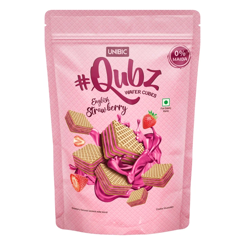 Unibic Qubz English Strawberry Wafer Cubes