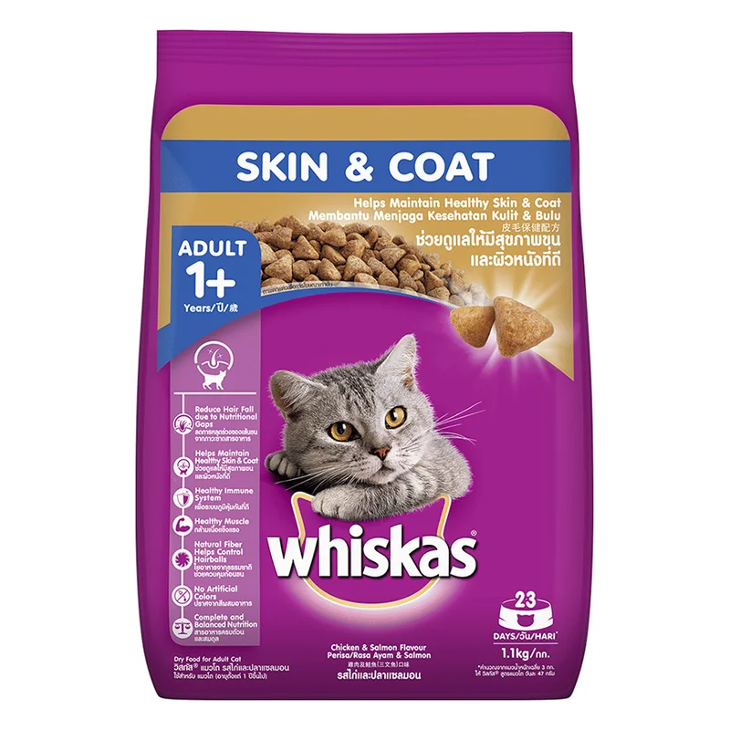 Whiskas Adult Dry Cat Food - Healthy Skin & Coat