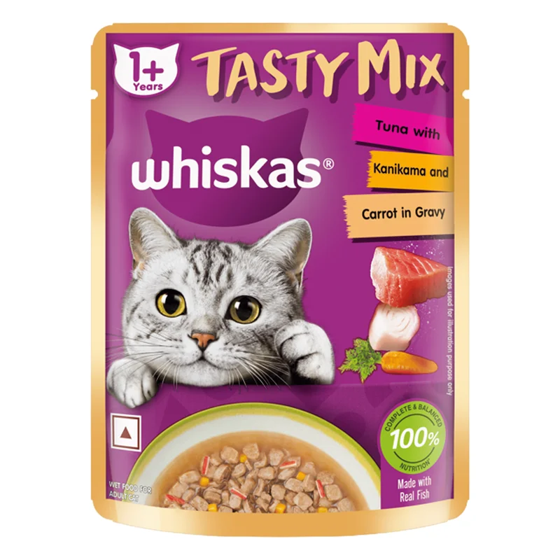 Whiskas Tasty Mix Adult Wet Cat Food - Tuna with Kanikama & Carrot