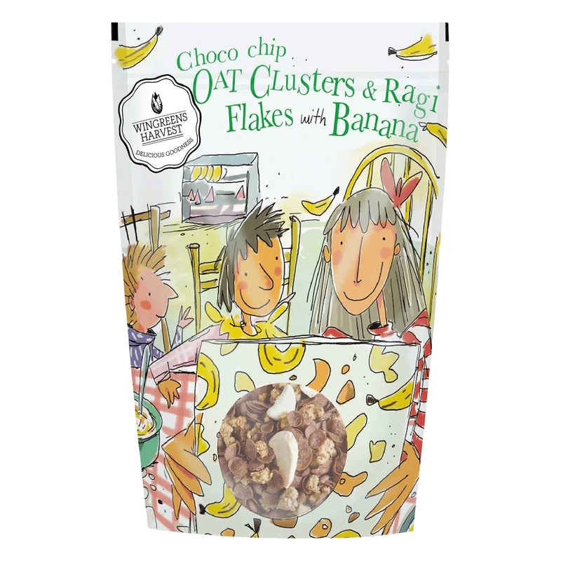 Wingreens Farms Harvest Choco Chip Oat Clusters & Ragi Flakes with Banana