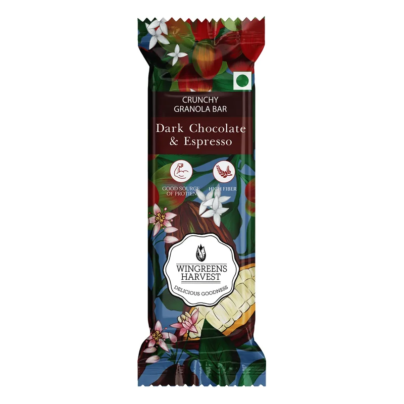 Wingreens Farms Harvest Crunchy Millet Granola Bar - Espresso with Dark Chocolate