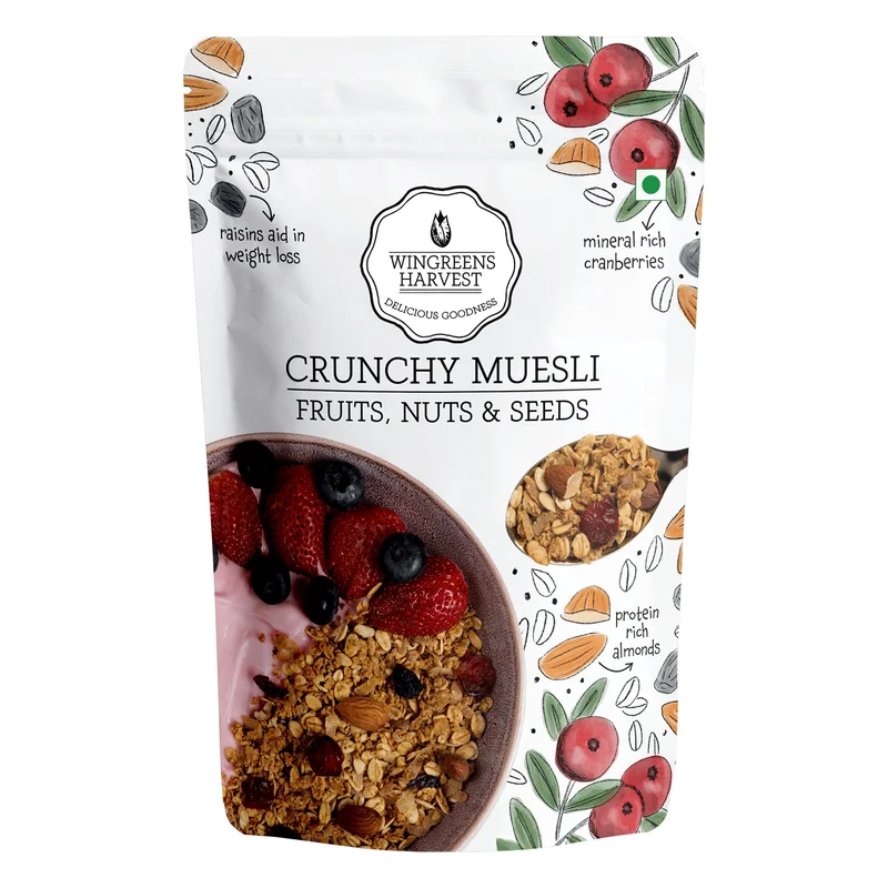 Wingreens Farms Harvest Crunchy Muesli - Fruits, Nuts & Seeds