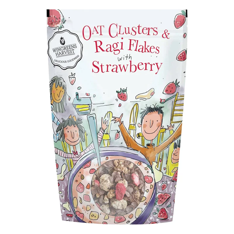 Wingreens Farms Harvest Oat Clusters & Ragi Flakes with Strawberry