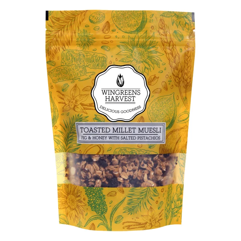 Wingreens Farms Harvest Toasted Millet Muesli - Fig & Honey with Salted Pistachios