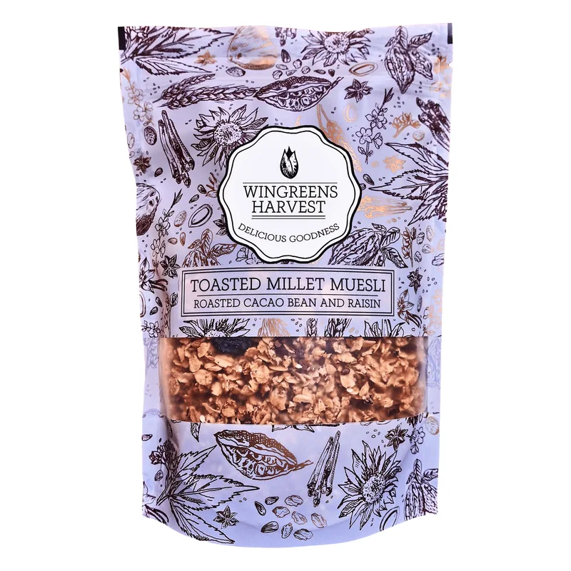 Wingreens Farms Harvest Toasted Millet Muesli - Roasted Cacao Bean & Raisin