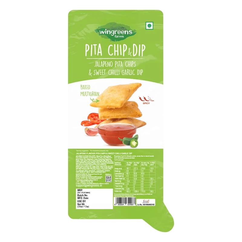 Wingreens Farms Jalapeno Pita Chips & Sweet Chilli Garlic Dip